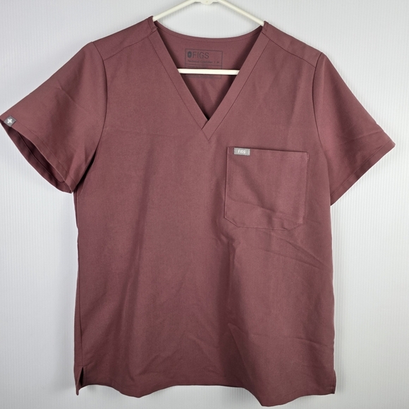 Figs Technical Collection Women's Short Sleeve V-Neck Scrub Top in Mauve Size M - Picture 1 of 9